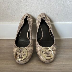 Tory Burch Reva Snake Print Ballet Flats